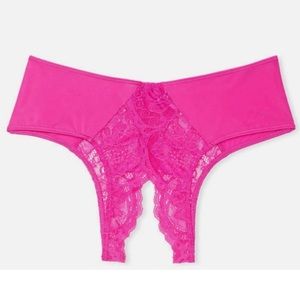 NWT Victoria secret sexy crotchless panty pink L large